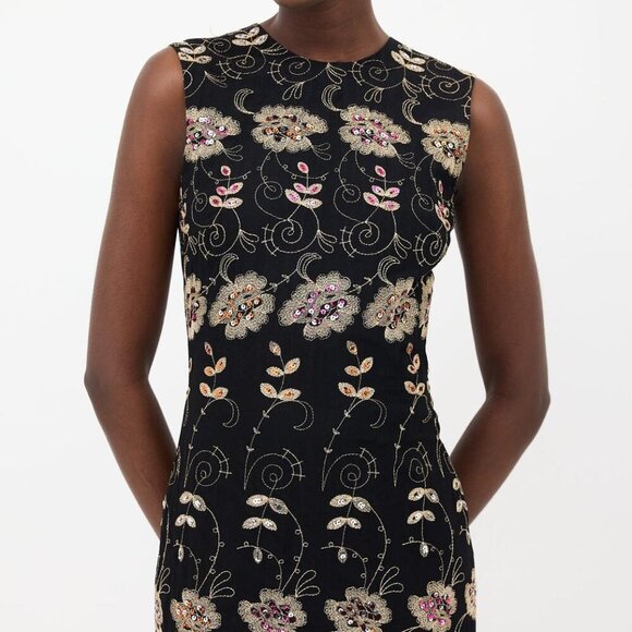 Givenchy Black & Multi Silk Floral Sequin Dress NWT - Picture 5 of 17